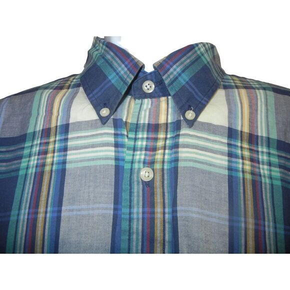 Vintage Ralph Lauren Blaire Shirt Blue Plaid Cotton Long Sleeve Button Down - Picture 4 of 9
